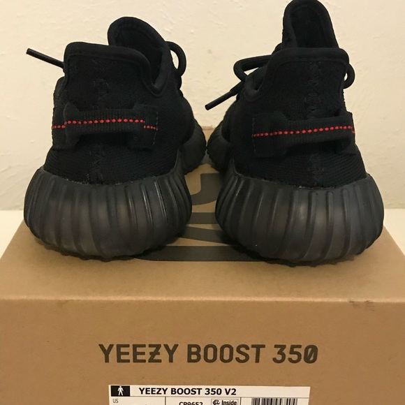 Yeezy Boost 350, Black w/red letters ,💯 authentic - Picture 3 of 12